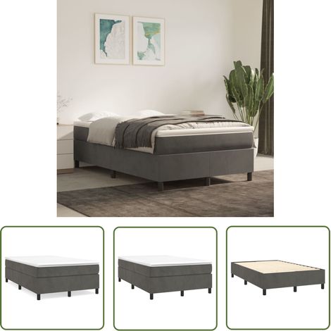 The Living Store Bettgestell ohne Matratze Dunkelgrau 120x200 cm Samt - Samtbett - Doppelbett - Boxspringbetten - Betten Gestell - Nachttisch (1/5)