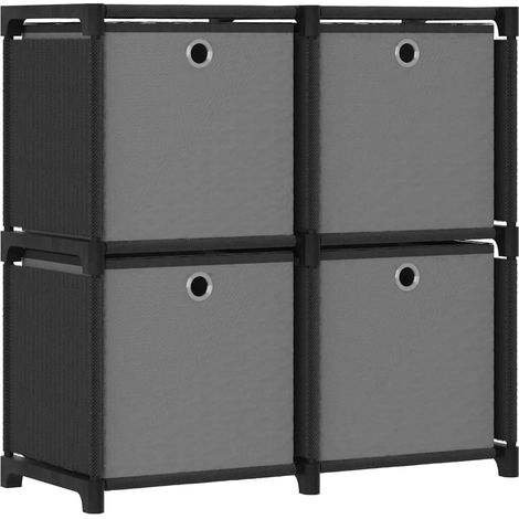 Étagère à 4 cubes avec boîtes Noir 69x30x72,5 Tissu (1/5)
