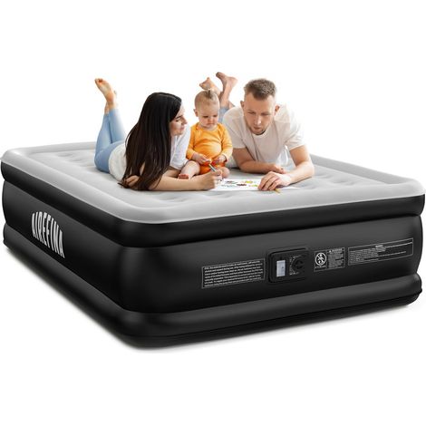 Matelas Gonflable 2 Personnes 152 x 203 x 46 cm, Lit Gonflable avec Pompe Intégrée, Gonflage Rapide en 3 Minutes, Confortable et Doux, Idéal pour Invités et Camping (1/5)