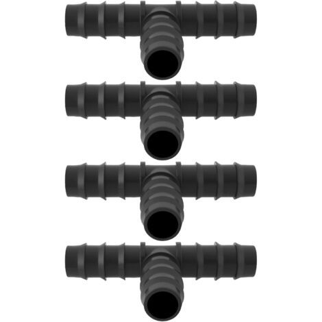 Raccords en T noirs en plastique (4 pièces) pour tuyaux d'irrigation goutte à goutte, raccords de jardin pour systèmes d'irrigation goutte à goutte de 20 mm (1/5)