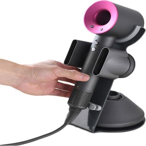 Support de sèche-cheveux en alliage d'aluminium noir, compatible avec le support de sèche-cheveux Dyson, vertical (1/5)
