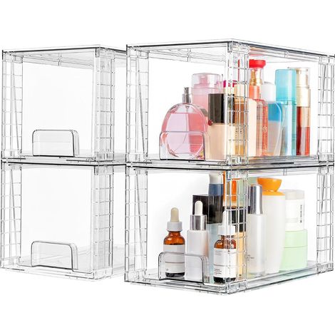 Rangement Tiroir Empilable,Transparent, 4 Pack, Moyenne (1/5)
