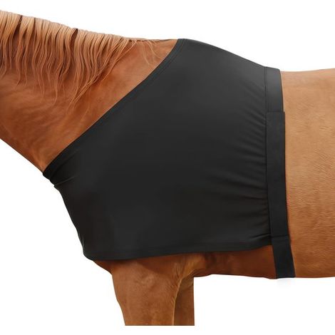 Protector de hombros transpirable para caballos, grueso y elástico, con protección UV, apto para uso en exteriores, color negro (1/5)