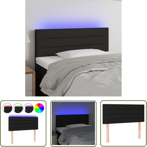 The Living Store Tête de lit à LED Noir 80x5x78/88 cm Tissu - Tête De Lit Led - Têtière Lit - Éclairage Led - Chambre Moderne - Décoration Murale (1/5)