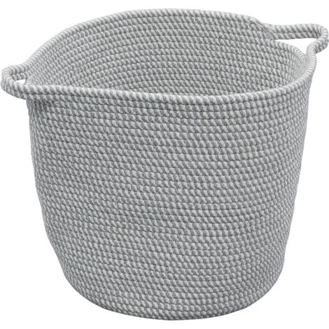 Edison Round Cotton Rope Storage Basket with Handles, Grey (1/4)
