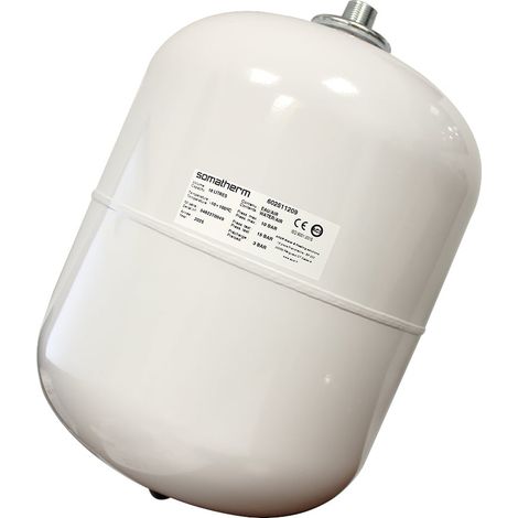 Somatherm – Vase d'expansion sanitaire 18 litres – Capuchon manchon diélectrique R 3/4” – Revêtement époxy blanc – Régulation pression chauffage (1/4)