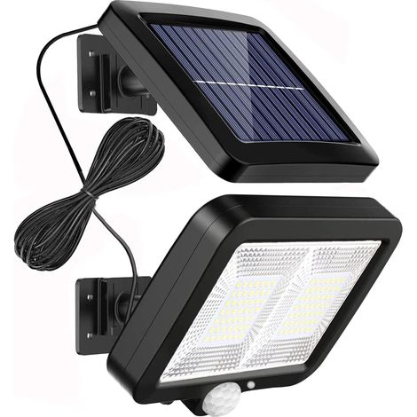 Solarstrahler mit 98 LEDs, 42 cm langem Kabel, wasserdicht nach IP65, für Haustür, Garten, Garage, Terrasse und Terrasse