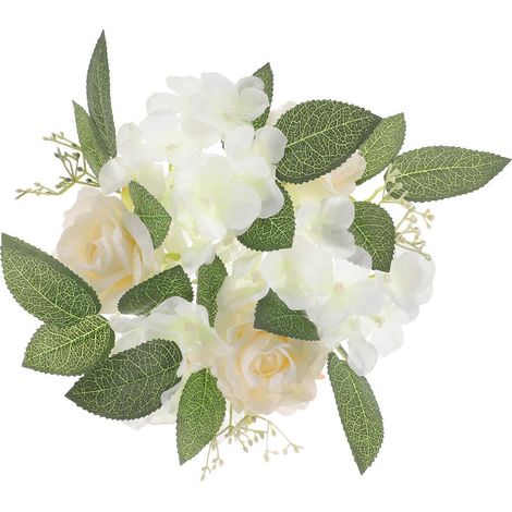 Couronne de bougies florales artificielles blanches pour décoration de fête (1/5)