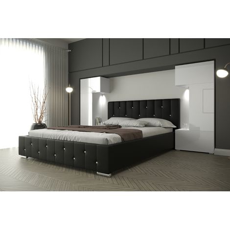 Tête de lit Armoire - pont de lit PANAMA 3/21W/HG2 blanc/blanc brillant 282-322x159x35cm