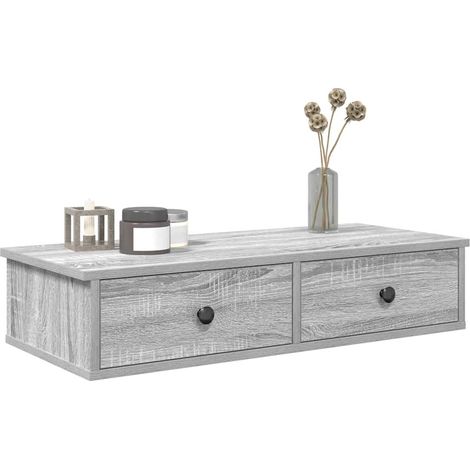 Wandregal mit Schubladen Grau Sonoma 80x31x17 cm Holzwerkstoff
