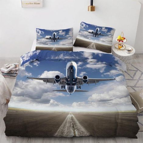 Parure de lit 220x240 cm Avion 3D Microfibre avec fermeture éclair