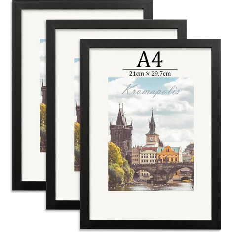 Bilderrahmen A4 Schwarz 3er MDF A4(21x29.7 cm) Schwarz 3 Stück (1/5)