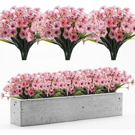 5 bouquet Fausses fleurs artificielles en plastique, 1 lot, fausses plantes, décorations pour jardin, véranda, fenêtre, boîte,