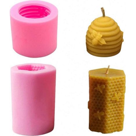 Moule en silicone pour bougies, moules en silicone pour cire d'abeille, bougies en forme de ruche, silicone, abeille DIY, moules à bougies faits main, décoration de gâteaux, fondant, savons abeille 3D (1/5)