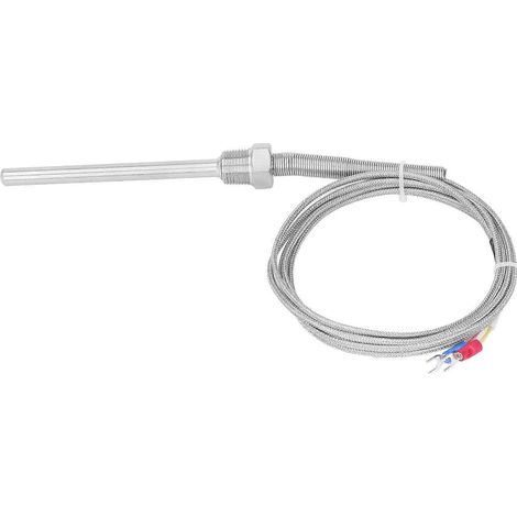 Thermoelement Typ K, 0–400 °C, 3/8 NPT, 8 x 100 mm, Edelstahl-Temperaturfühler, 2 m / 6,56 Fuß
