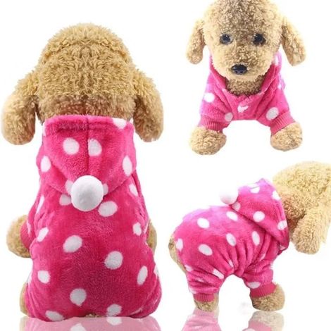 (Rose Dot / M)Vêtements pour animaux de compagnie, combinaisons pour chiens, manteau polaire pour chiens, pyjamas pour Chihuahua, vê (1/3)