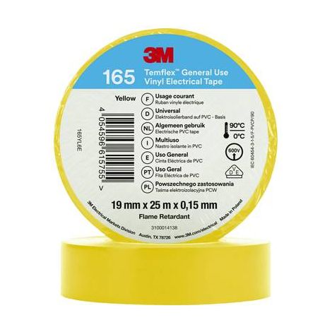 3M TEMFLEX 165 165YL6E RUBAN ISOLANT TEMFLEX 165 JAUNE (L X L) 25 M X 19 MM 1 PC(S)