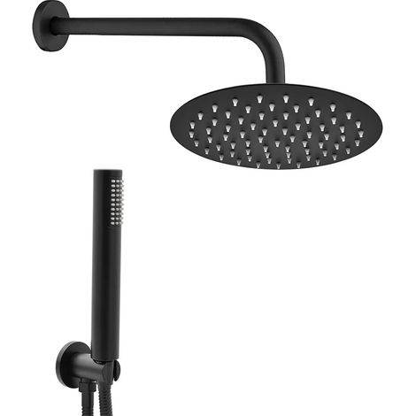 Set doccia nero opaco con braccio 33 cm soffione 25 cm e kit doccia (1/5)