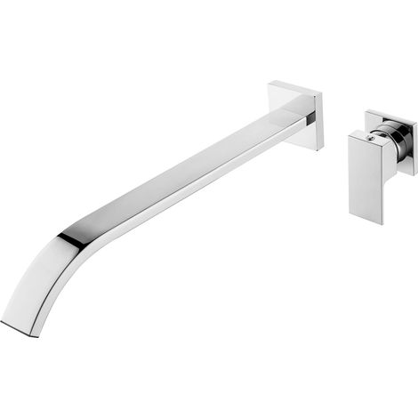 Robinet de baignoire mural en laiton avec bec de 30 cm de long (chromé) (1/5)