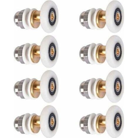 Rodillos para puertas de ducha, rodillos para puertas correderas, poleas para puertas de ducha, ruedas de repuesto, diámetro de la rueda: 27 mm, 8 unidades - Crezuo