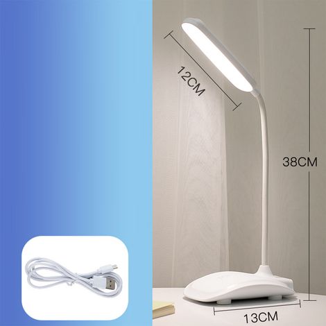 Lampe de bureau LED blanche, lampe de table tactile à intensité variable, 3 couleurs, idéale pour la chambre d'étudiant ou de chevet. (1/5)
