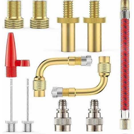 Adaptateur pour pompe à vélo, 12 pièces Adaptateur de valve de vélo DV AV SV Valve de vélo Presta Schrader Connecteurs de valve de vélo Embout de gonfleur de vélo Adaptateur de gonfleur de vélo (1/5)