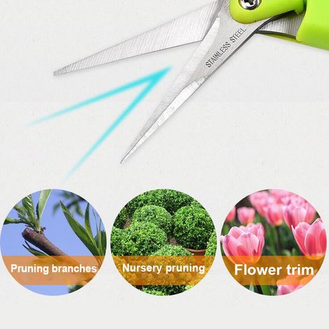Sécateur de jardin manuel à ressort avec manche antidérapant et lame en acier inoxydable 2CR13, taille 16.6 cm, pour taille précise des plantes. (1/5)