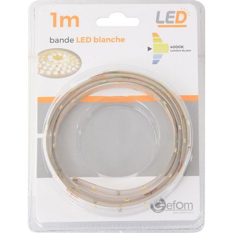 Bande led 2,4W 1M blanche 2,5W 4000K avec interrupteur (1/2)