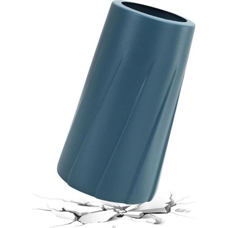Bardusch-Vase plastique aspect céramique incassable, moderne pour maison, bureau ou table (bleu/blanc) (1/5)