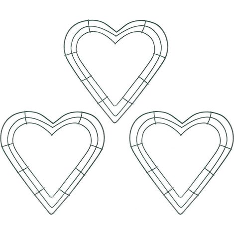 Lot de 3 couronnes en forme de cœur de 30 cm (12 pouces) avec cadre en fil de fer pour la maison (1/5)