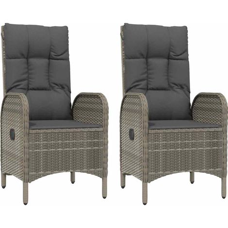 Maison Exclusive - Gartenstühle 2 Stk. Poly Rattan Grau (1/5)