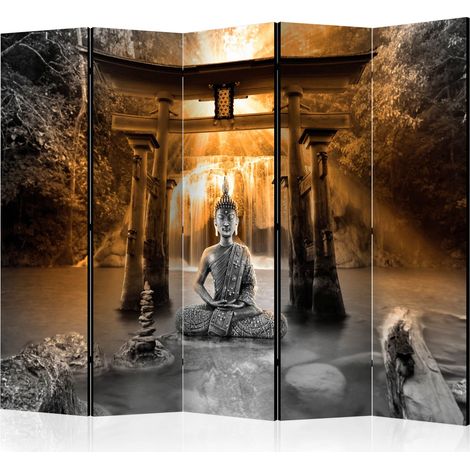 Paravento - Buddha Smile (Orange) II [Room Dividers] - 225x172 (1/4)