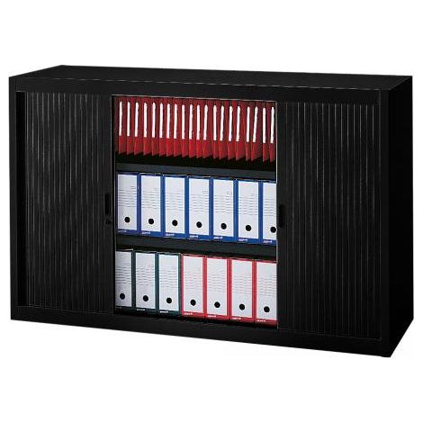 Armoire basse à rideaux démontables Largeurs spécifiques 100 x 160 cm unicolore - Noir - Maxiburo