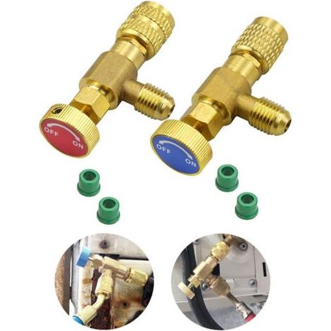 Adaptateur de remplissage réfrigérant R410A/R22 Coupleur rapide SAE 1/4' mâle/femelle Cuivre et aluminium Installation facile (1/5)