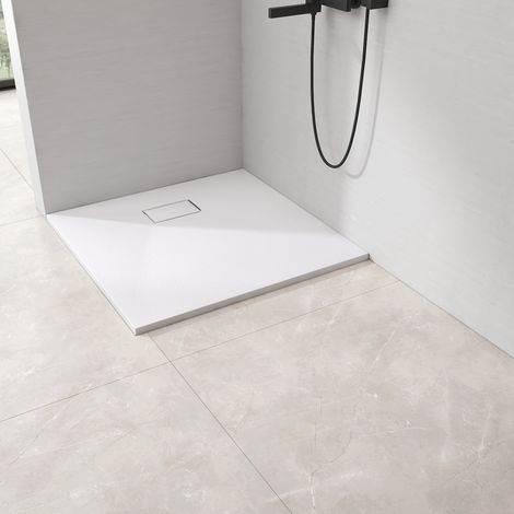 EMKE Plato de ducha, Plato de ducha plano antideslizante Plato de ducha SMC cortado a medida 90x90cm Blanco