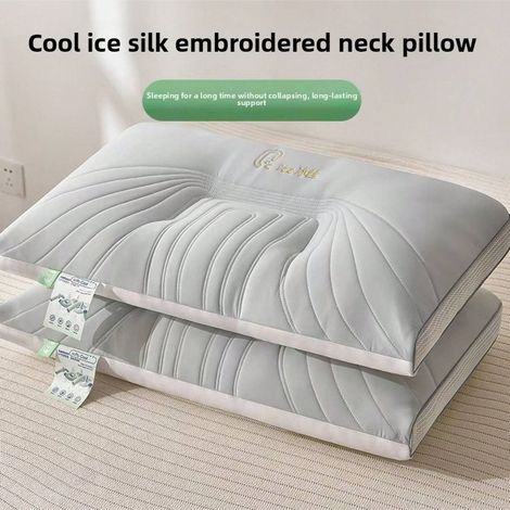 Oreiller rafraîchissant en soie pour l'été, noyau gel frais, soutien cervical, aide au sommeil pour chambre