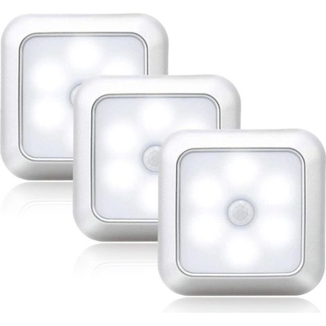 Night LED - Detector of presence - Set of 3 pieces - Detector of presence and of brightness - Light white cold - Suitable for the cabinets, the shelves and the stairs (1/5)