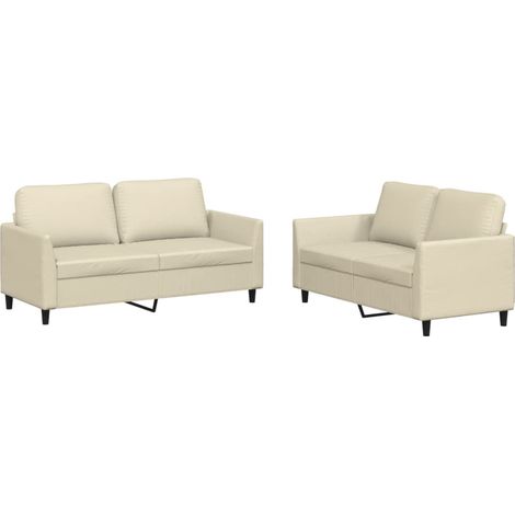 Maison Exclusive - Set di Divani 2 pz con Cuscini crema in Similpelle
