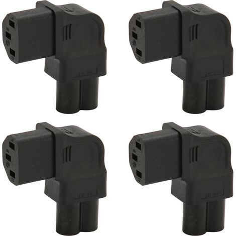 Adaptateur secteur IEC320 C6 vers C13, angle de 90°, 2,5 A - 10 A, 250 V, pour prise d'ordinateur UPS (lot de 4).