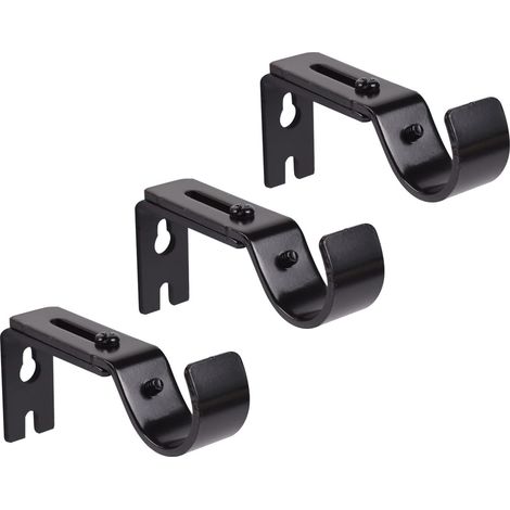 Support de tringle à rideaux réglable, nickel satiné, lot de 3, noir (1/5)