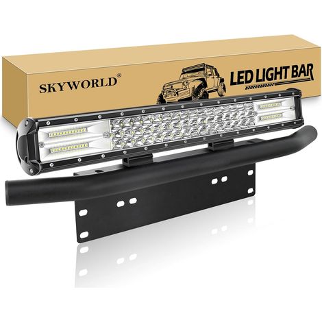 50CM 288W Barre Led 4x4 avec Support de Plaque D'immatriculation Longue Portee Barres Lumineuses, 12V 24V Rampe éclairage Led Etanche pour 4x4 Voiture Véhicules Camion Tracteur Quad (1/5)
