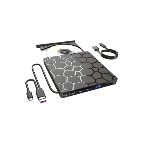 Lecteur DVD-RW externe Panoona 7-en-1 USB 3.0 Type-C, lecteur optique fin pour ordinateur portable