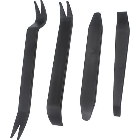 Herramienta de extracción de molduras de coche, 4 piezas de plástico duro para radio, audio y molduras interiores del salpicadero, color negro