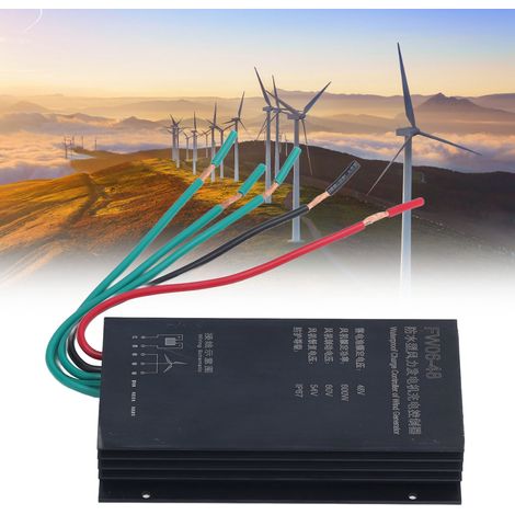 Controlador de carga automático para turbina eólica de 600 W y 48 V, de aluminio, con protección IP67. (1/5)