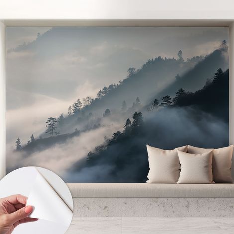 Papier peint autocollant avec imprimé pour décoration intérieure pour rénovation a motif Paysage brumeux 208x146 cm (1/5)