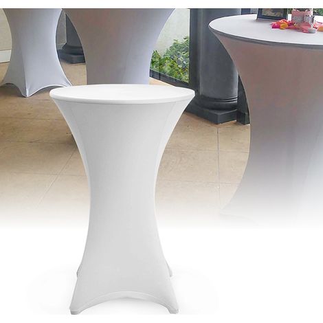 Randaco Stehtischhusse Stretch Weiß elastischer Bistrotisch Überzug, ø 80×110 cm