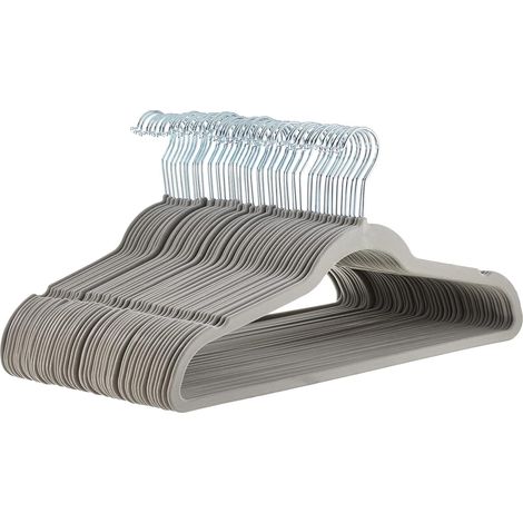 Lot de 50 cintres pour Costumes antidérapants en Velours, Gris (1/5)