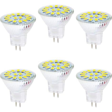 MR11 LED-Lampen, 6er-Pack, 5W LED, können 40W Halogenlampen ersetzen, GU4 Doppelstiftfassung, 6500K, AC/DC 12V.