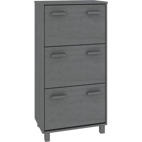 Scarpiera scarpiera mobile portaoggetti ingresso corridoio soggiorno buio 59,5 x 35 x 117 cm Pino massiccio grigio (1/5)