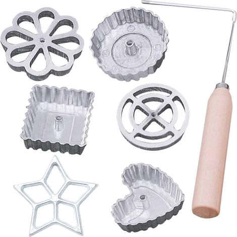 Ensemble de 7 moules à crêpes en forme de rose, moules à crêpes en métal résistant à la corrosion, ustensiles de cuisine (1/5)